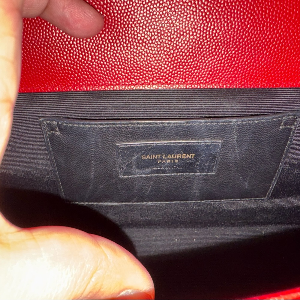 Yves Saint Laurent Red Clutch with Gold Chain - Picture 3 of 12